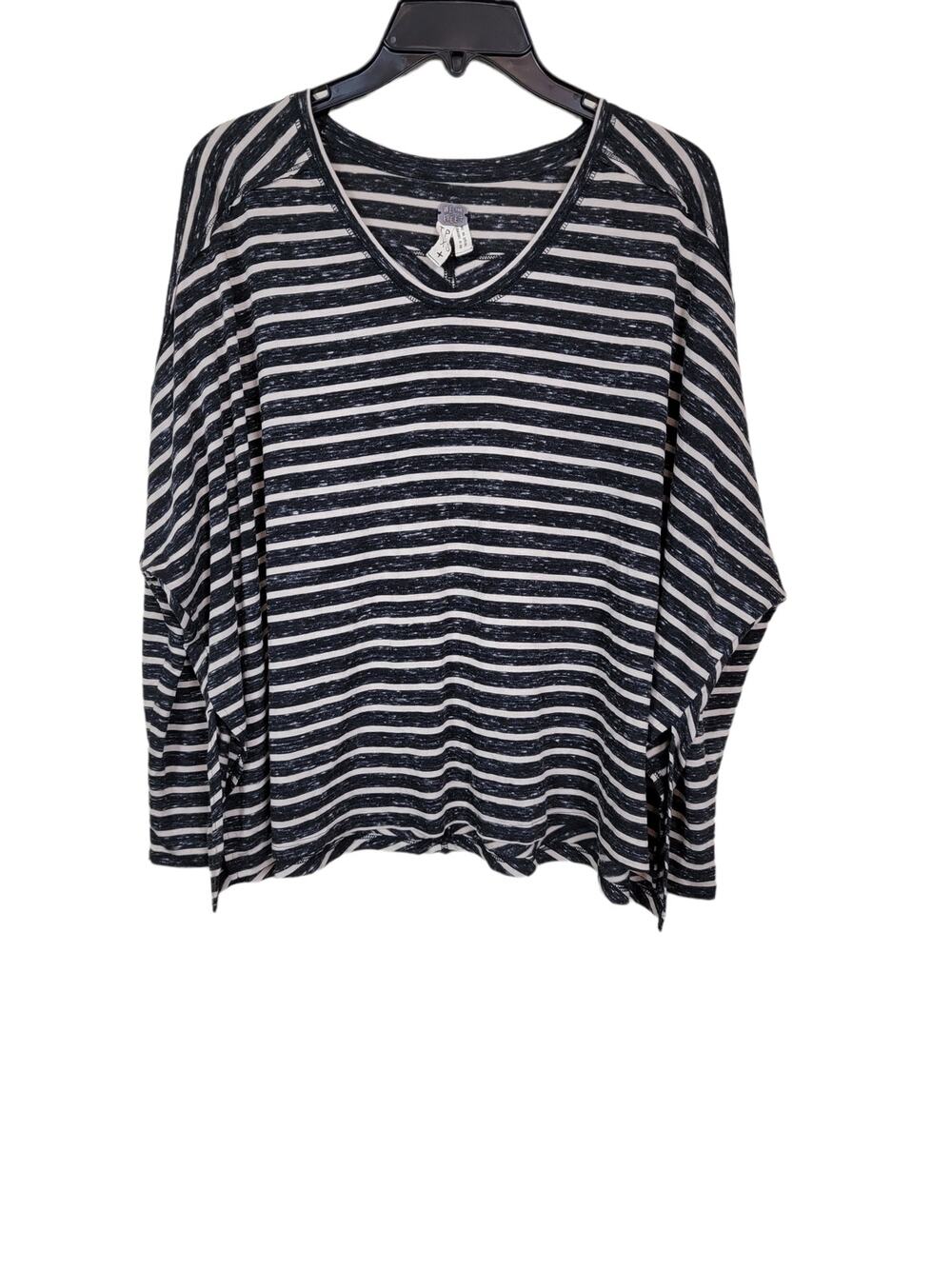 Free People Size X-Small Oversized Striped Top Blouse We The Free Black